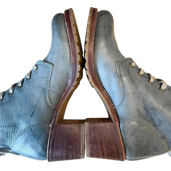 Frye Vintage Sabrina Blue Leather Lace Up Boots Size 8.5 - Picture 11 of 16